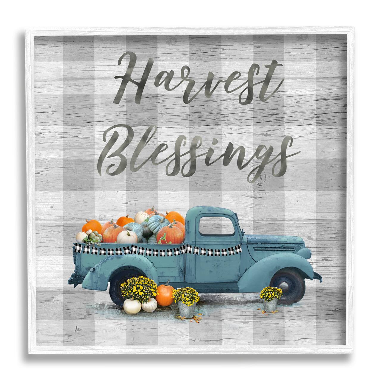 Stupell Industries Harvest Blessings Fall Pumpkin Truck Framed Giclee Art